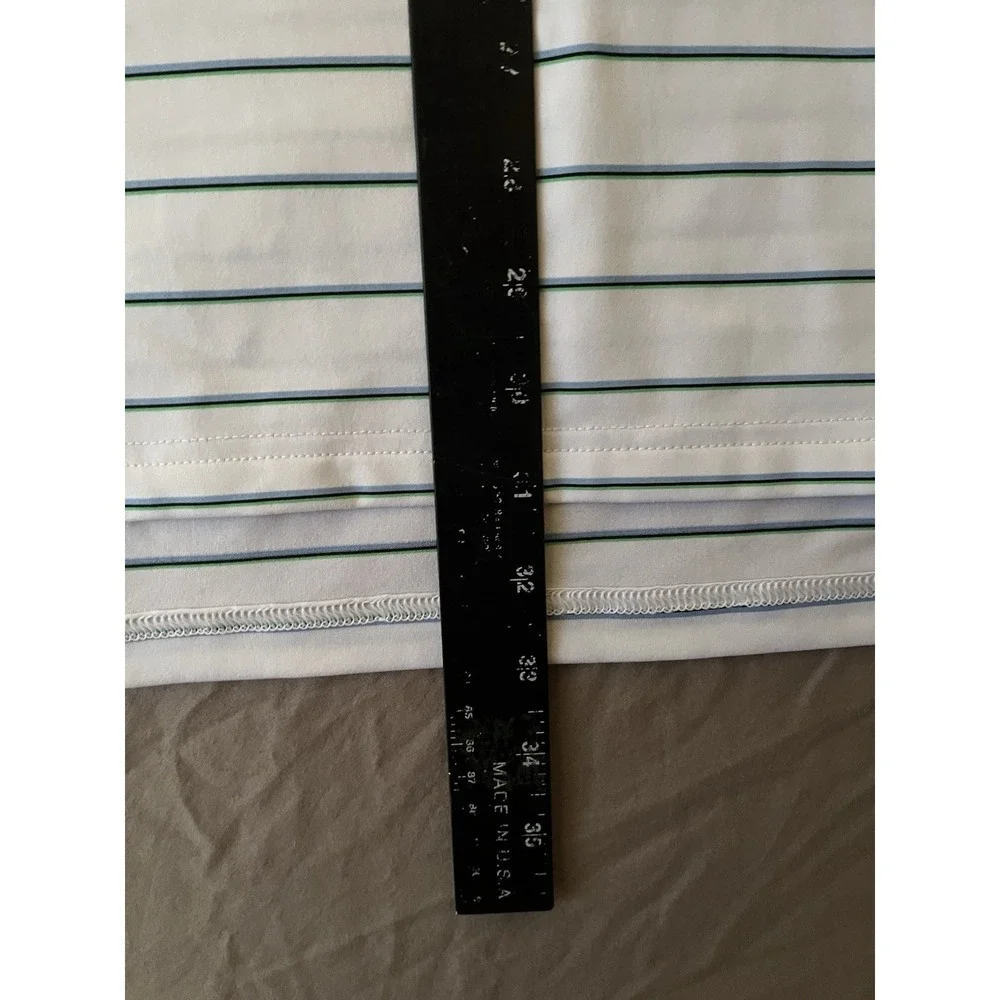 RLX Ralph Lauren Polo Shirt Men's Size XL White Green Stripes Short Sleeve Golf
